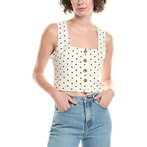 Dl1961 Womens  Lizzie Linen Vest, White - Picture 1 of 3